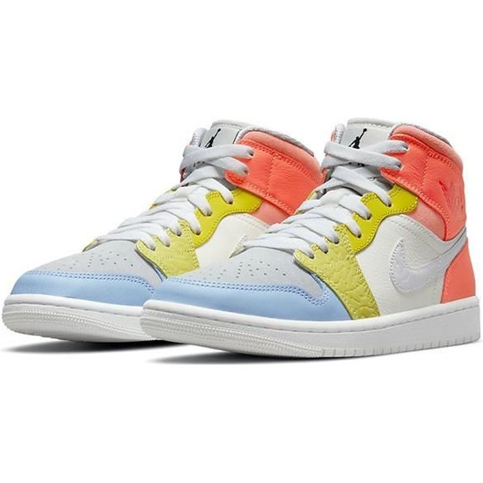 Airs Jordans 1 Mid -To My First Coach- DJ6908-100 Chaussures de Running pour Homme Femme Orange Jaune Bleu