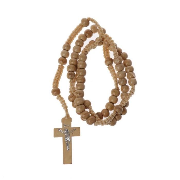 Perles en bois Colliers de chapelet avec Jésus Mentions légales Jésus religieux Jésus - 05 Couleur du bois