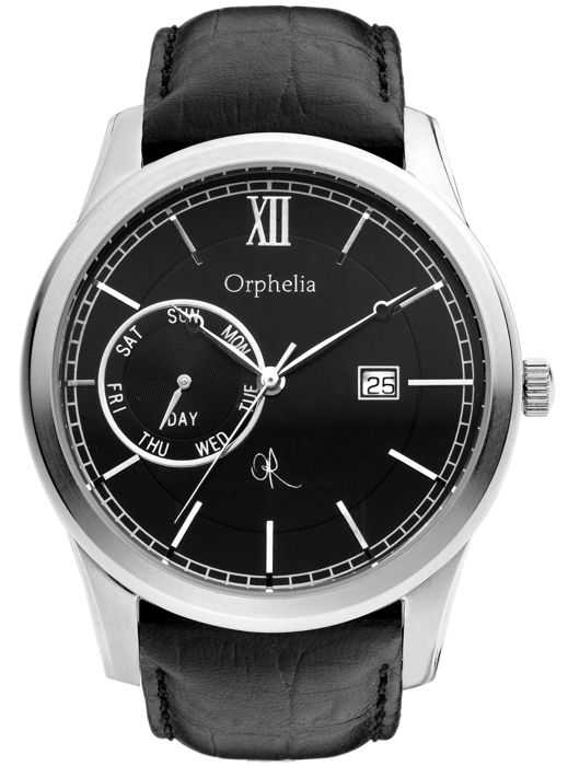 ORPHELIA - Montre Homme - Quartz Analogique - Bracelet Cuir Noir - 132-6707-44