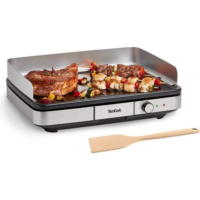 Tefal Plancha Electrique Maxi Plancha XXL 10/12 Personnes Plancha Interieur et Exterieur Inox CB690D12