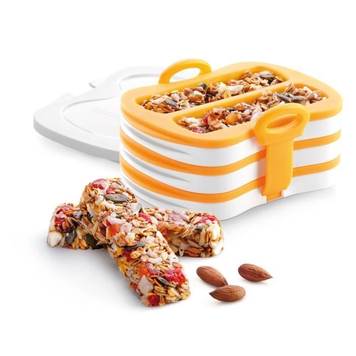 Tescoma 643188 Moule et Presse en Silicone pour Barres de céréales, Jaune / Blanc