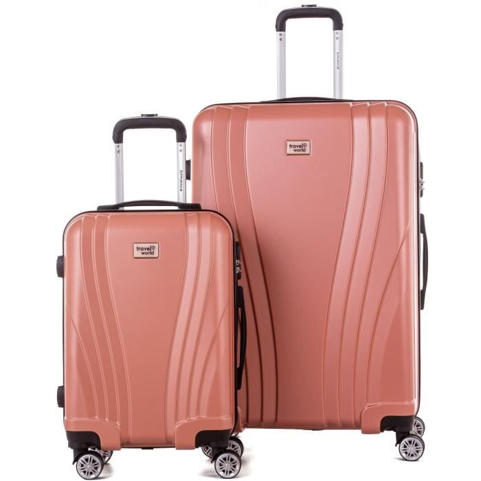 TRAVEL WORLD Ensemble de 2 Valises 50/80cm avec 4 roues Or Rose