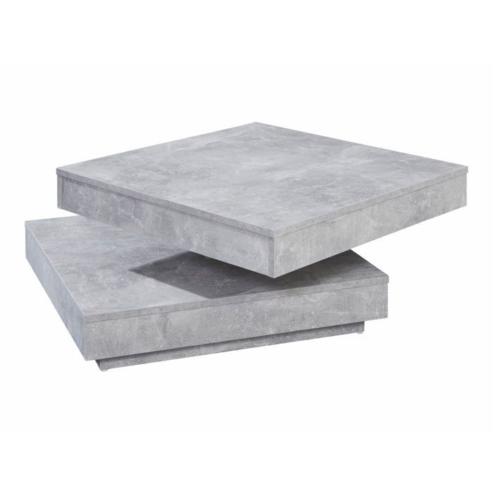 Table basse en Stone Design gris Stone Table de salon carrée universelle carrée pivotante avec plateau 70 x 70 cm Aspect béton