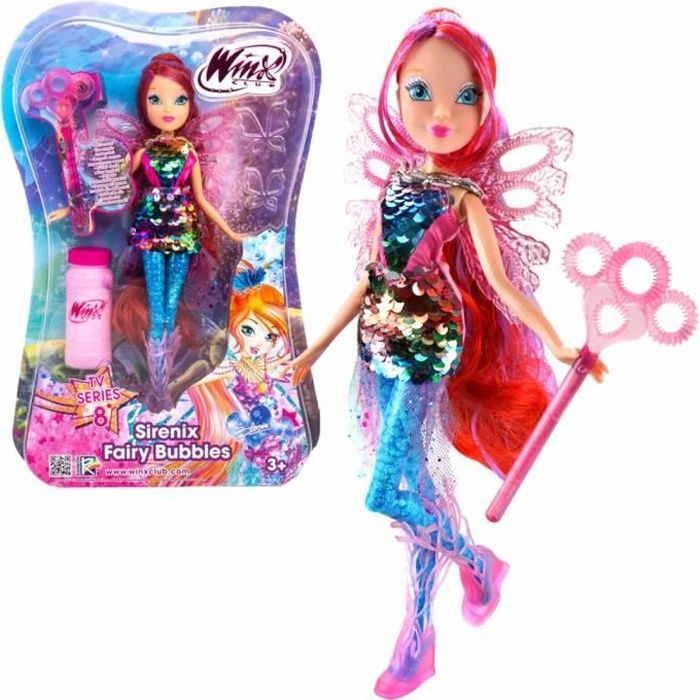 Bloom - Sirenix Fairy Bubbles Poupée - Winx Club - Fée 28 cm - Bulles de Savon