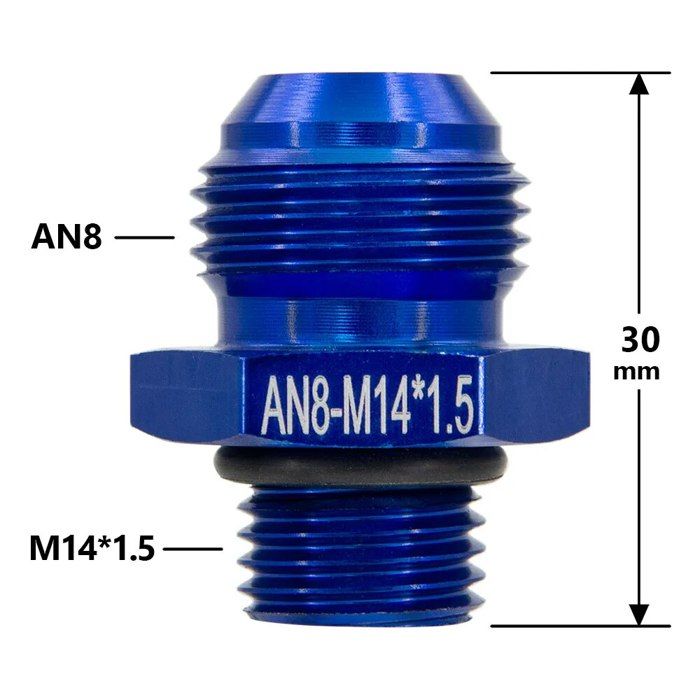 Adaptateur Tuyau Droit AN-8 Vers 1/2 NPT, Bleu – Neuf, Pour Raccords Hydrauliques