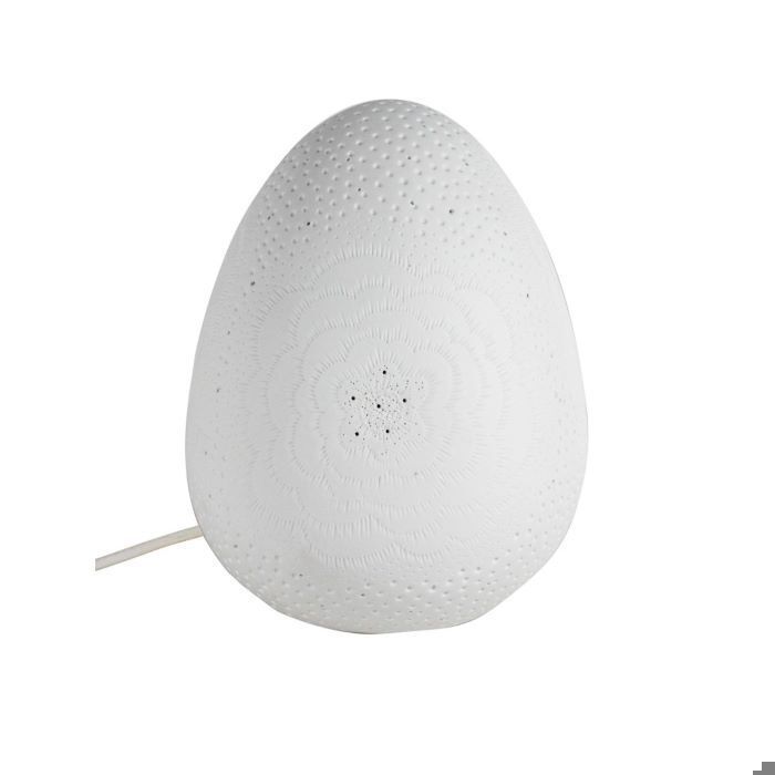LAMPE en Porcelaine Blanche en Forme DOeuf 26cm Lumière dambaince douce apaisante