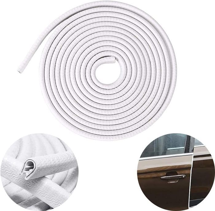 Protection Portière Voiture 10m Caoutchouc U 7x10mm – Bande Anti-Rayures Porte & Coffre Blanc