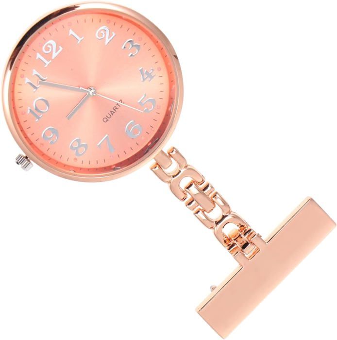 Montre De Soins Infirmiers - Broche à Clip Pour Blouse - Design Simple Et Lisible - Rouge