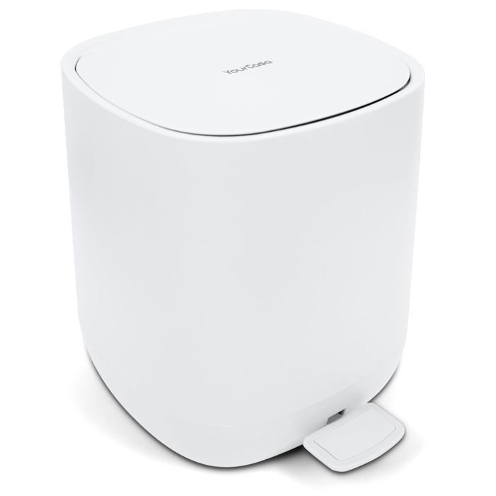 Poubelle Salle De Bain YourCasa 5L Design - 30% De Plastique En Moins - Blanc