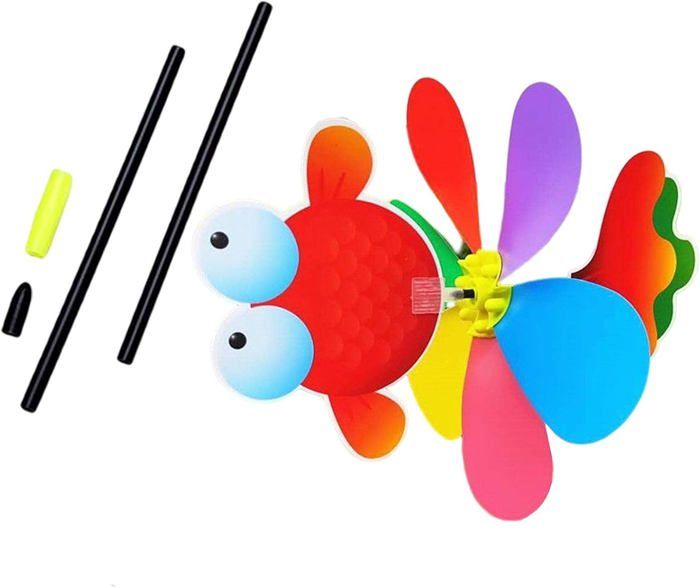 Moulin à Vent Dessin Animé Animal Vélo 53.3x88.9cm - Spinner Jardin Coloré Extérieur