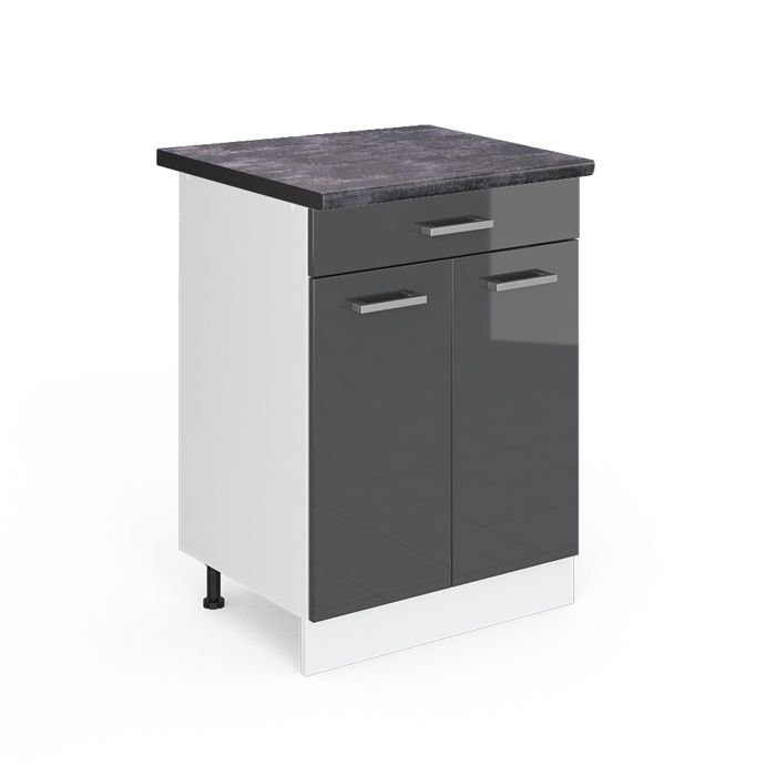 Meuble cuisine R-Line 60cm avec tiroir PT Anthracite Anthracite Haute brillance/Blanc Vicco 46704 Meuble cuisine R-Line 60cm avec tiroir PT Anthracite Anthracite Haute brillance/Blanc Vicco 46704