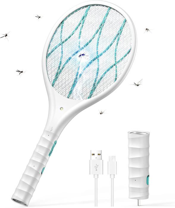 Raquette Electrique Insectes Anti Moustiques, 4000V Uv Tapetteà Mouche