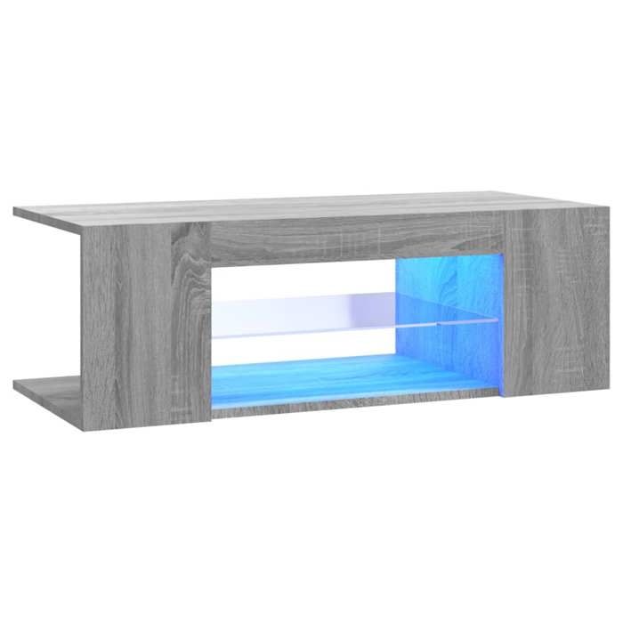 Armoire TV - Meuble TV - avec lumières LED - Sonoma gris 90x39x30 cm LL185323