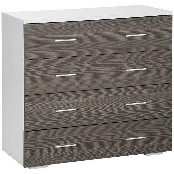 Commode - HOMCOM - style contemporain - 4 tiroirs - dispositif anti-basculement - 76 x 35 x 72 cm - blanc et gris Commode - HOMCOM - style contemporain - 4 tiroirs - dispositif anti-basculement - 76 x 35 x 72 cm - blanc et gris