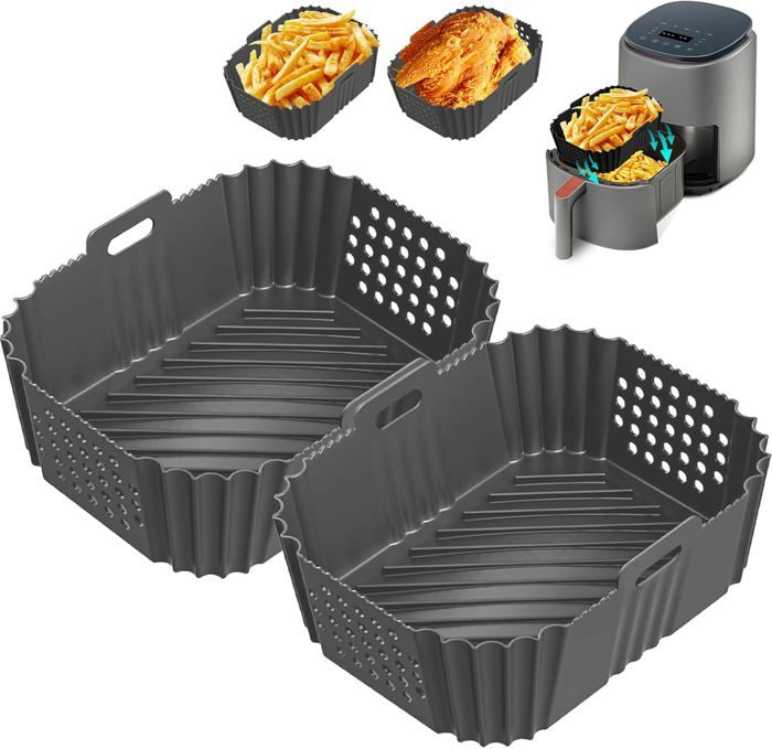 2 Moules Silicone Pour Air Fryer Philips HD9285/90 7.2L - Antiadhésif, Résistant à 240°C, Avec Rainures Filtrantes