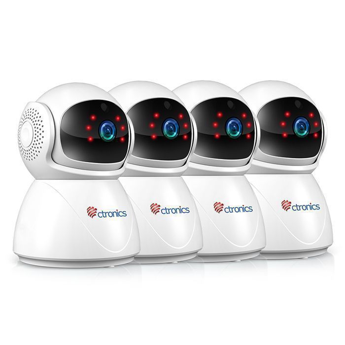 Ctronics 5MP Caméra Surveillance Intérieur Lot de 4 WiFi 2.45Ghz PTZ Détection Humaine Mouvement Suivi Auto Distance 20M
