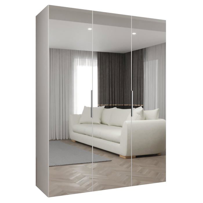 ABIKSMEBLE Armoire Marbella 2 Avec Miroir – 202x200x52 Cm, Corps Noir Poignée Cachemire, Rangement Moderne Salon/Chambre