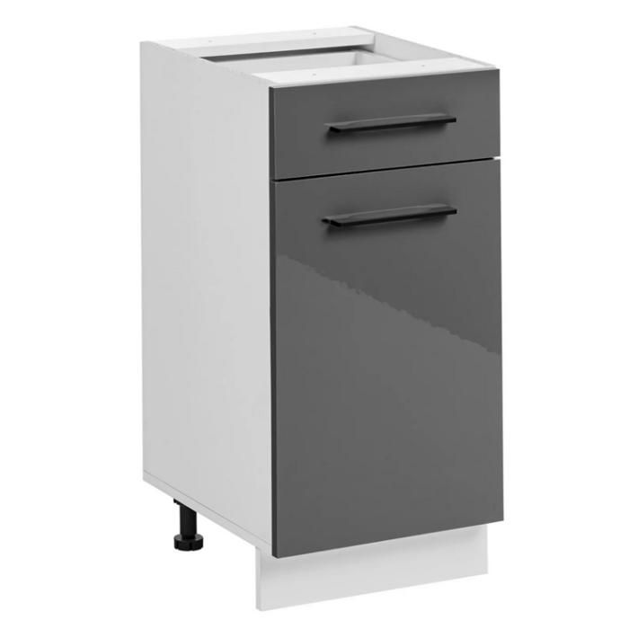 Meuble bas de cuisine avec tiroir Frida - Gris graphite/Blanc - L 40 x H 81 x P 46 cm