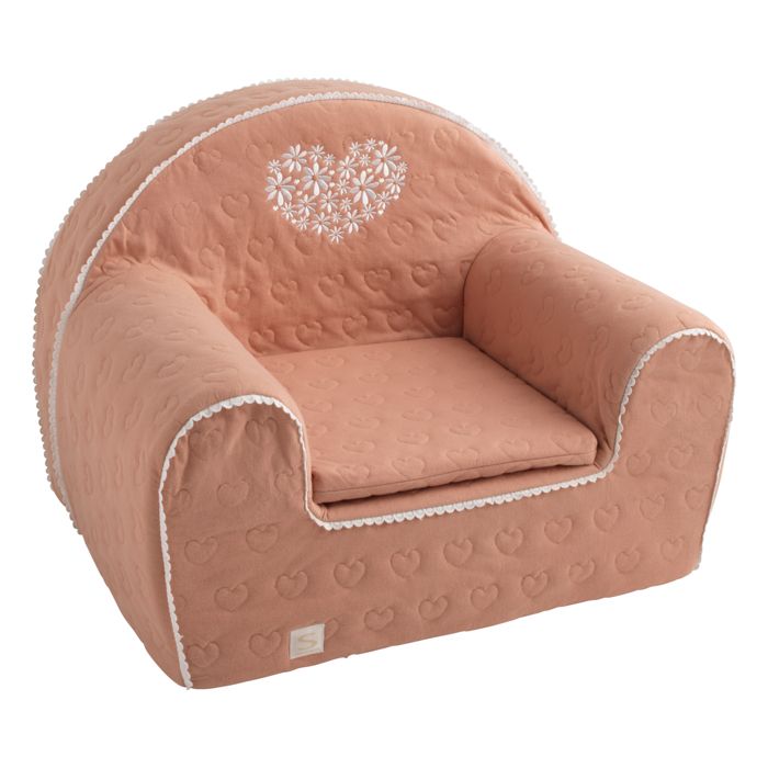 Fauteuil club pour enfant en coton matelassé - PETIT COEUR
