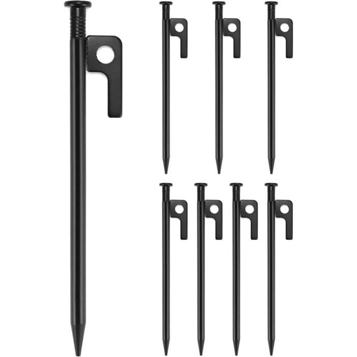 Lot De 20 Piquets De Tente En Acier – 21 Cm, Tête Hexagonale, Phosphorescents – Avec Extracteur Et Sac De Transport – Pour Sol Dur, Forêt, Prairie