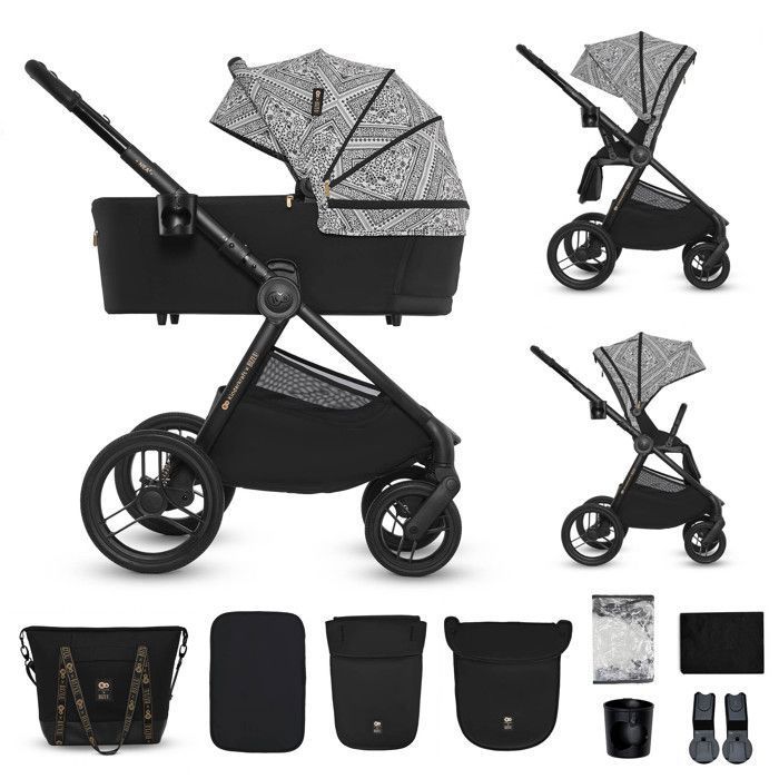 Poussette 2-en-1 jusqu’à 27 kg Kinderkraft NEA 2 BIZUU siège réversible roues increvables pliage compact Lunar Black