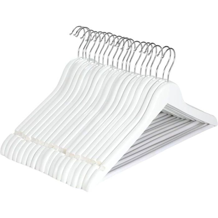 Lot de 20 cintres en bois cintres pour vêtements avec encoches pour épaules barre pour pantalons crochet pivotant à 360°