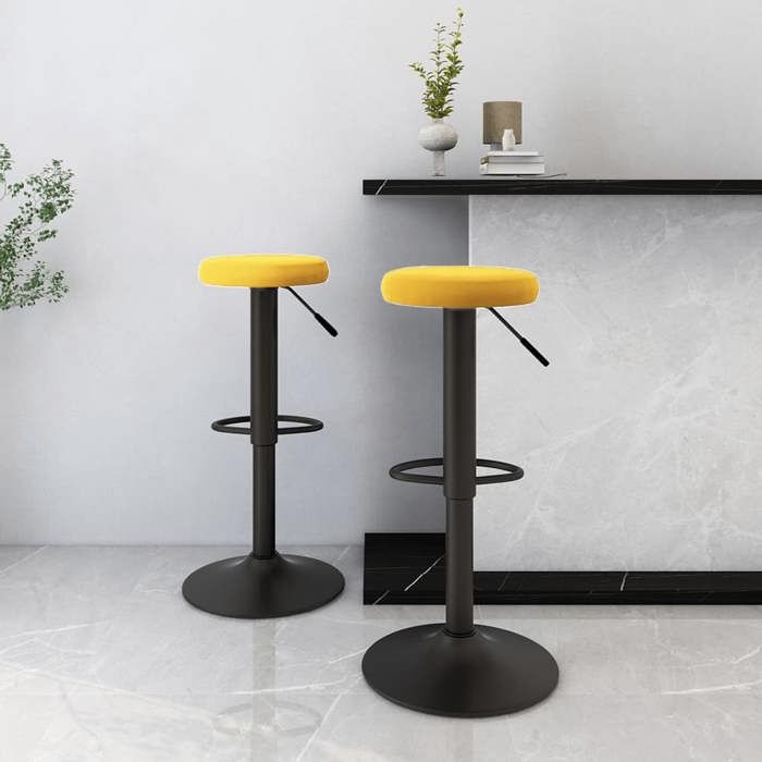 Black Month Chaises de bar - BURKE -Set de 2 - jaune moutarde velours  FR297