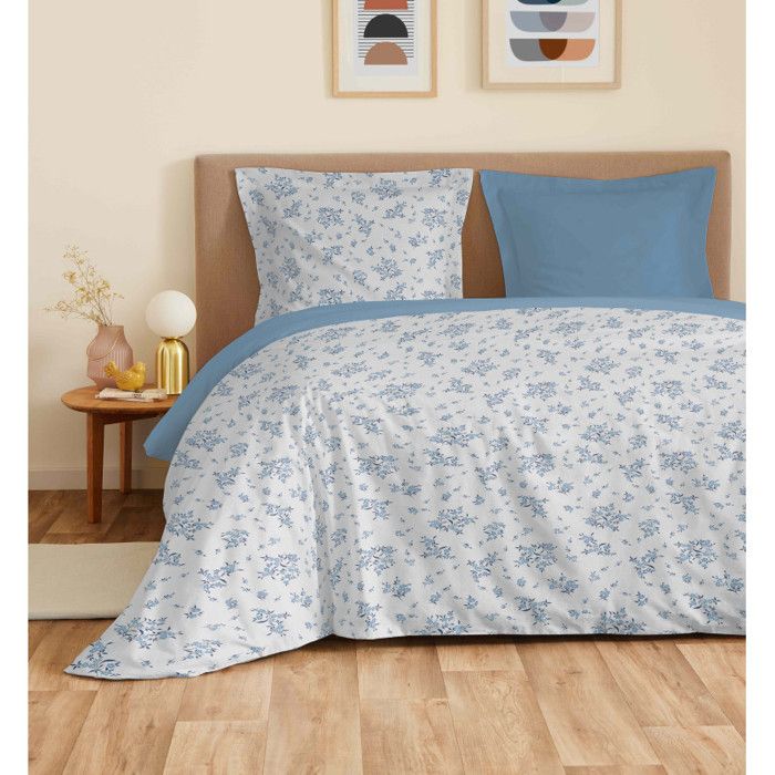 Parure de draps 4 pièces Vanessa pour lit 160 x 200 cm Grande largeur Louise Bleu Parure de draps 4 pièces Vanessa pour lit 160 x 200 cm Grande largeur Louise Bleu