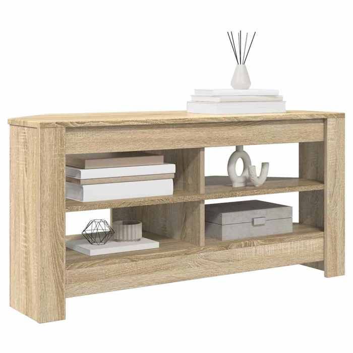 Meuble TV dangle - vidaXL - Chêne sonoma - 102x41x50 cm - 2 étagères - Bois dingénierie - Design moderne
