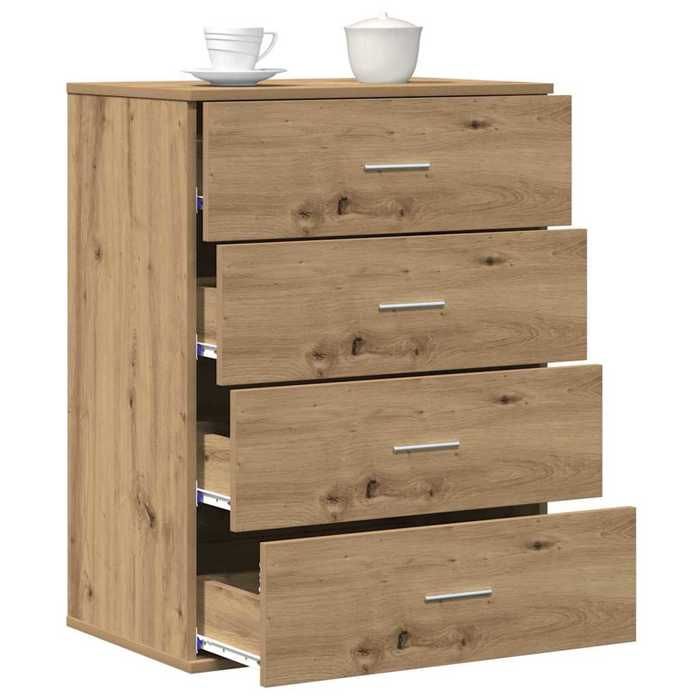 Buffet en bois dingénierie - vidaXL - Chêne artisanal - 60x39x80 cm - 4 tiroirs - Poids maximal 60 kg