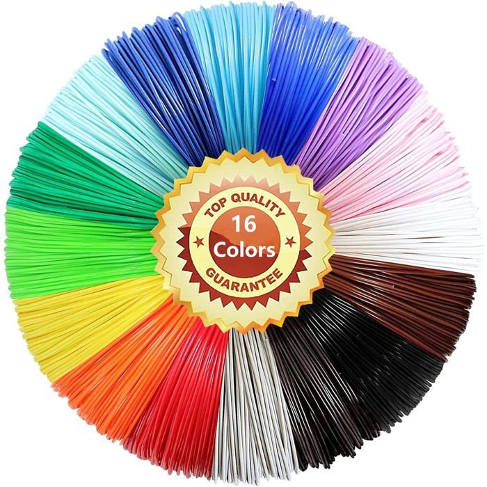 Filament PLA pour stylo 3D - DOK - 16 couleurs - 5 m chacun - 80 m ...