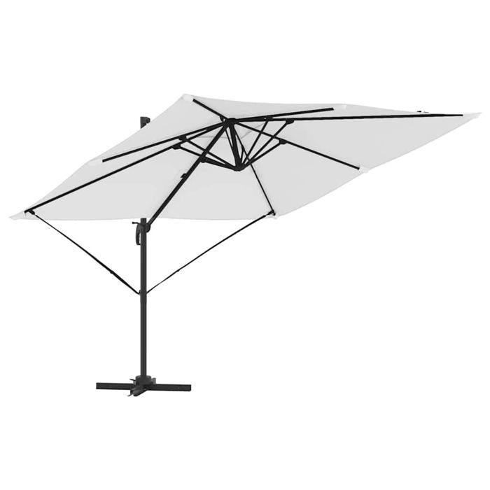 Parasol de patio déporté - vidaXL - Tissu couleur sable - Hauteur réglable - Matériaux résistants aux UV - Imperméable