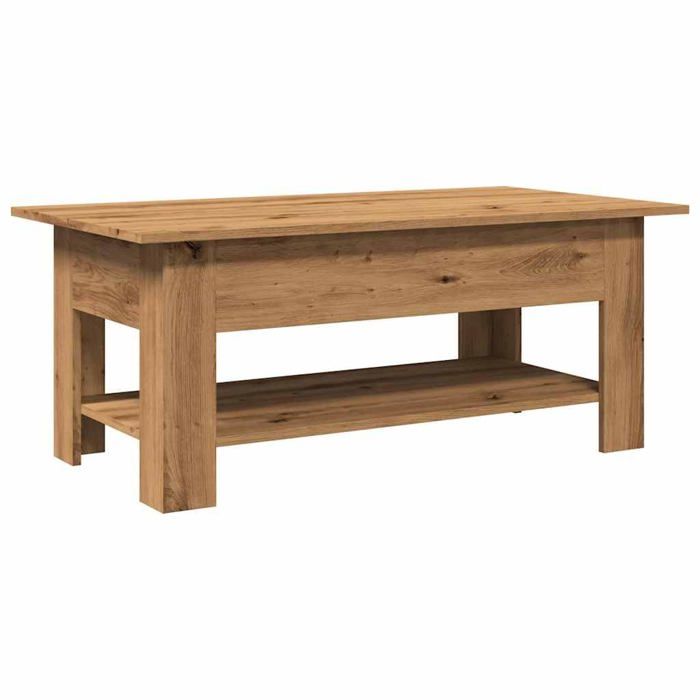 Table basse chêne artisanal - vidaXL - 102x55x42 cm - Bois dingénierie - Chêne artisanal - Capacité 60 kg