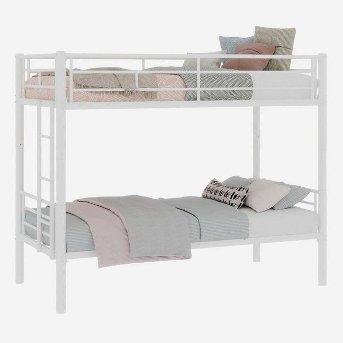 Lit superposé métallique convertible 2 lits196×103×156cm avec échelles et barrières de sécuritépour filles et garçonssans Matelas