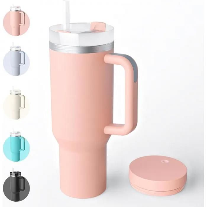 40oz Mug Isotherme Antifuites en Acier Inox Double isolée sous Vide Tasse Isotherme sans BPA Brume Rose