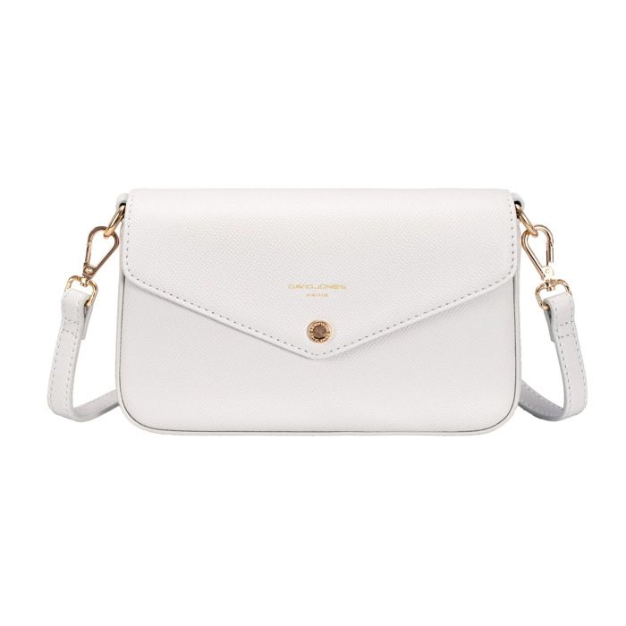 David Jones Paris - Mini Pochette Sacoche Femme - Sac bandoulière porté travers Similicuir PU - Taille Mini - Couleur Blanc cassé