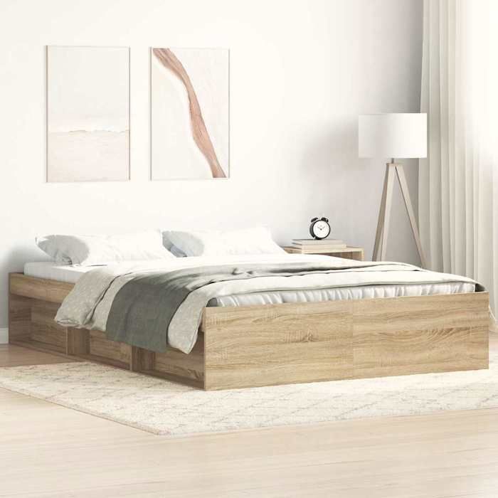 Brun Cadre de lit sans matelas chêne sonoma 160x200 cm - Lit chambre H13326
