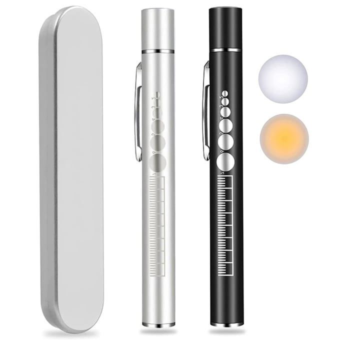 Lampe de poche LED rechargeable - ESTAMPILLE - USB rechargeable - Double source de lumière - Blanc et jaune