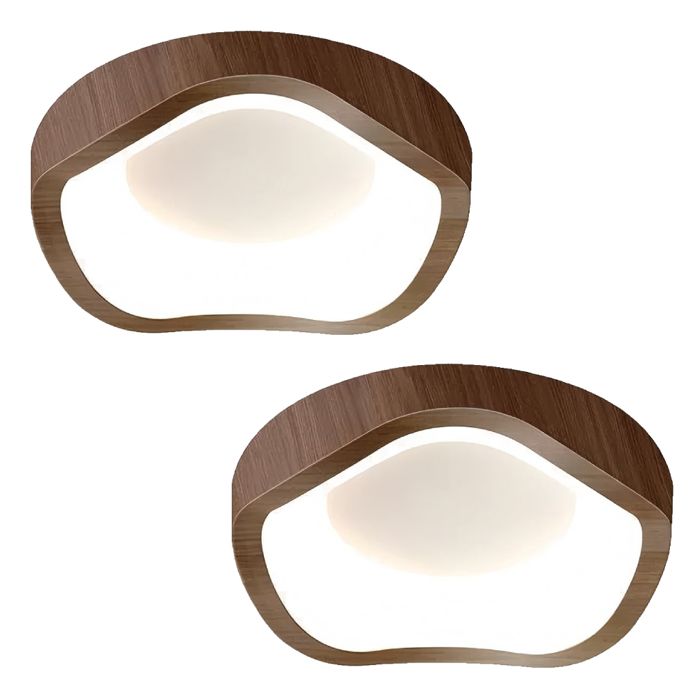 Plafonnier - SMOTOP - Bois noyer - Ø20 cm - LED 12W (lot de 2)