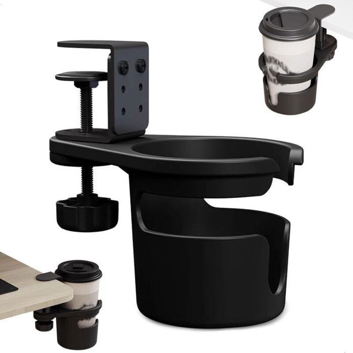 MHY® - 1 x Porte-gobelet universel rotatif avec pince pour tasses et soucoupes compatible avec les tasses et les bouteilles pour l