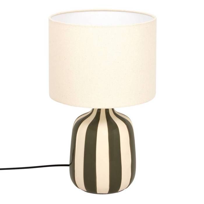 Lampe cylindrique Vilma H.41 5cm vert rayé - Atmosphera Créateur dintérieur Lampe cylindrique Vilma H.41 5cm vert rayé - Atmosphera Créateur dintérieur