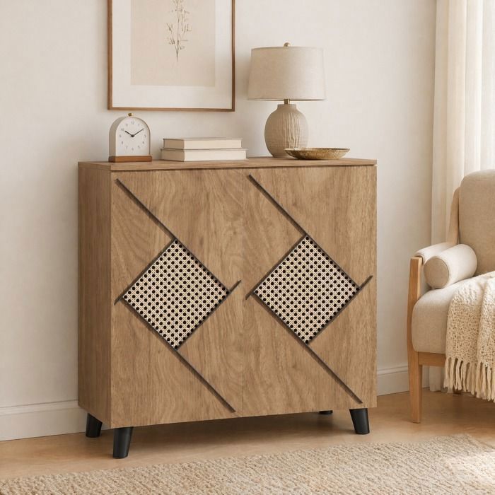 Meuble à chaussures VUENOR - 80x32x91 cm bois – portes fermées rangement dentrée