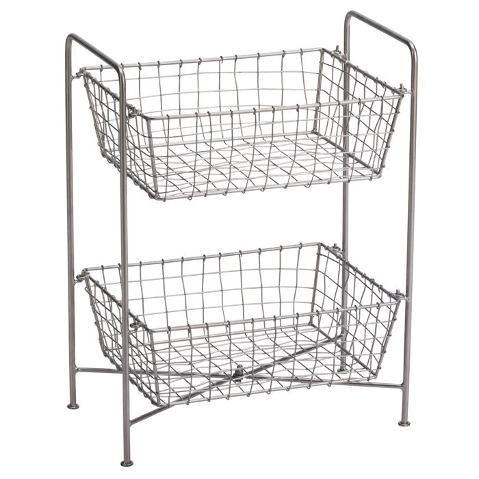 Étagère de rangement en fer avec paniers Argent 40x25x50 cm