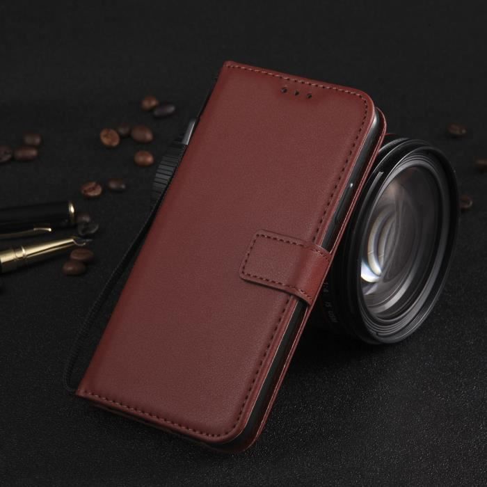 Étui Portefeuille OCASE Pour IPhone 16 - Cuir Synthétique Marron Foncé, Protection Et Port De Cartes