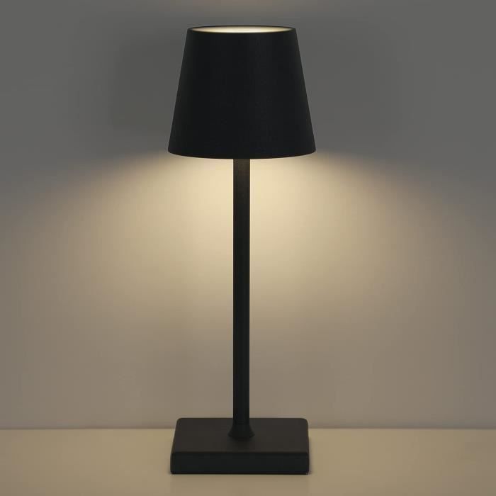 Lampe De Table LED Briloner - Sans Fil, étanche IP44, Dimmable, Tactile - Noir Mat, 30,5 Cm - Batterie/USB