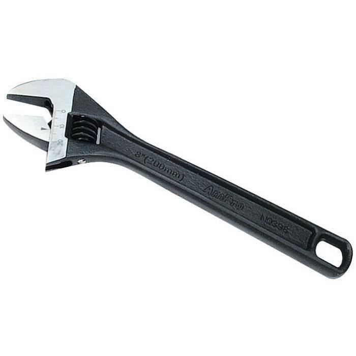 Clé à molette - AMPRO T39808 - acier chrome vanadium - 8 pouces - graduation millimétrique