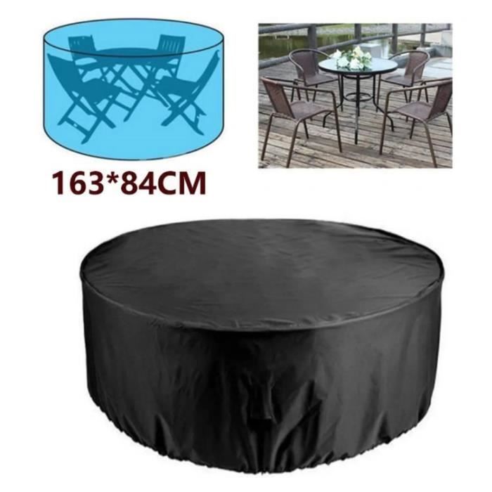 Gris PATIO PLUS Housse ronde pour table de jardin Anti-UV 600D Oxford 210 x 82 cm BLCFC210-GY Imperméable
