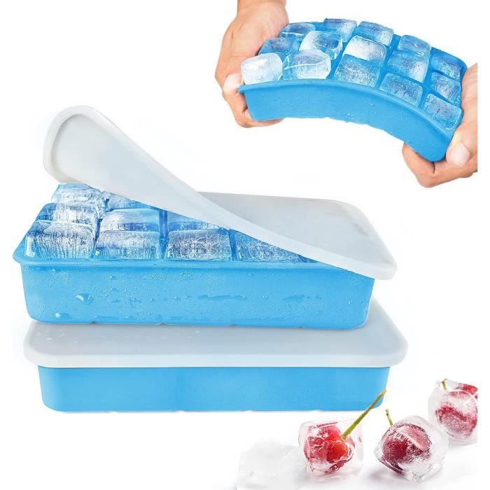 4 Bacs à Glaçons En Silicone Avec Couvercle QOUBNIC - Sans BPA, Empilables, 84 Glaçons Ronds - 9