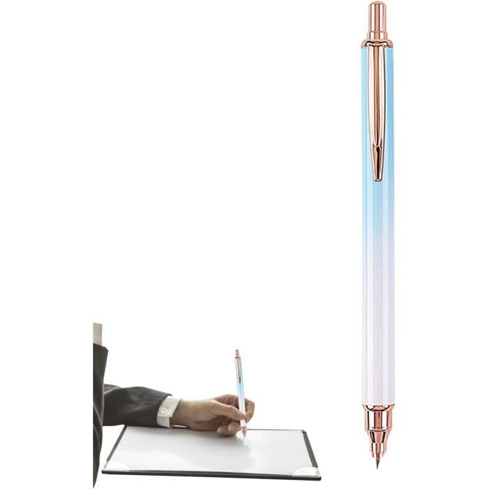 Stylo-plume Hongdian 1843 Navigator Pointe Extra Fine 0.4mm - Corps Laiton Ondulé Bleu, Convertisseur Inclus, Étu - 3