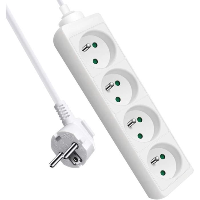 DEBFLEX Rallonge électrique MultiPrise Triplette 2P+T 10/16A Adaptateur Triangle - Blanc 714760